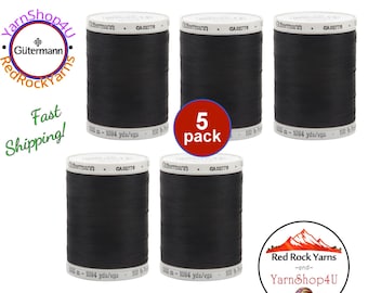 5 Spools Black Gutermann Thread - Sew-All Thread is 100% polyester, 1094 yds / 1000m. Black Thread #10. 5 pack Box. Bulk Buy!