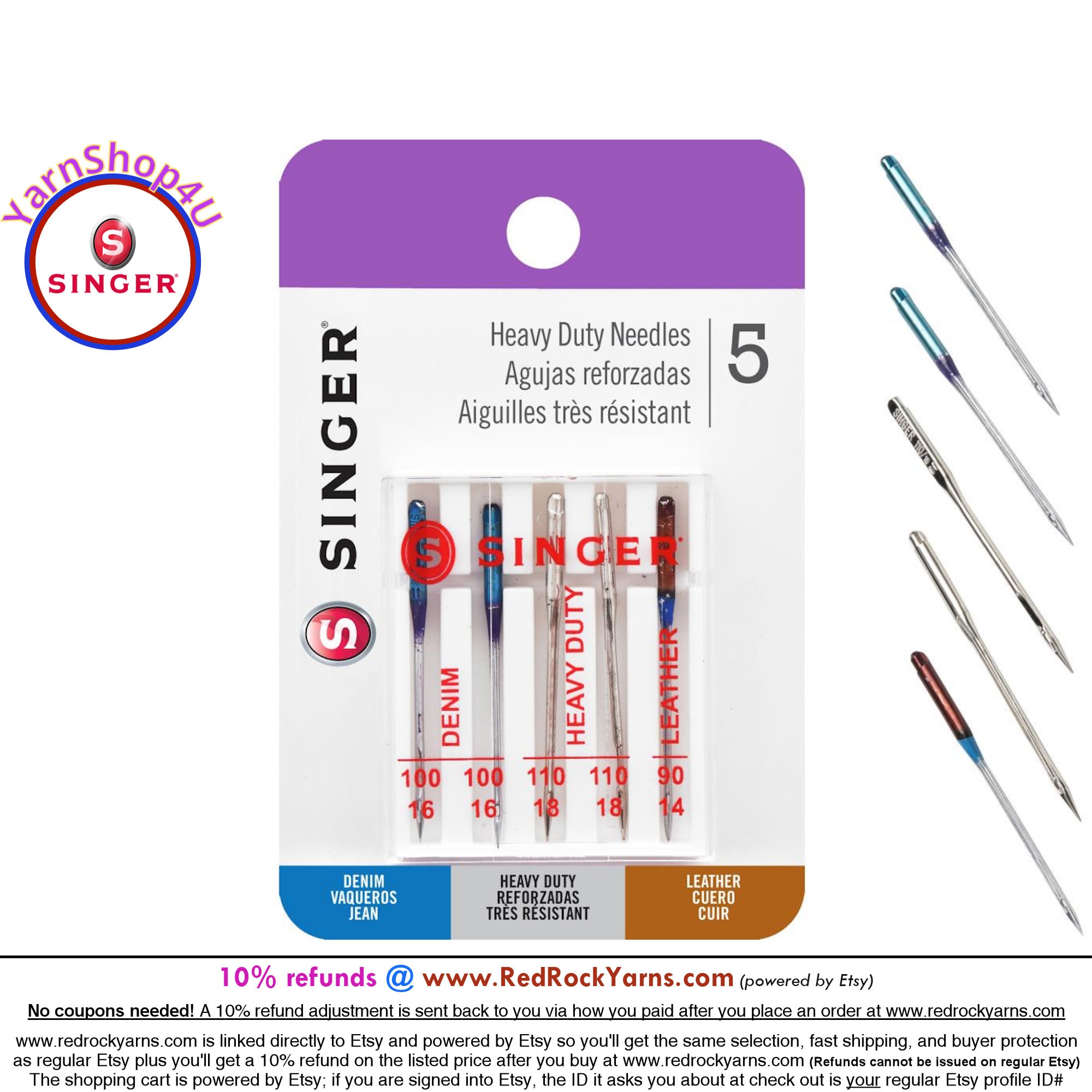 Singer Universal Heavy Duty Machine Needles. Assorted. 5 Needles