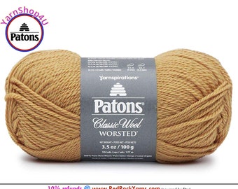 HONEY - Patons Classic Wool Worsted Yarn Medium Weight (4). 100% wool yarn. 3.5oz | 194 yards (100g | 177m)