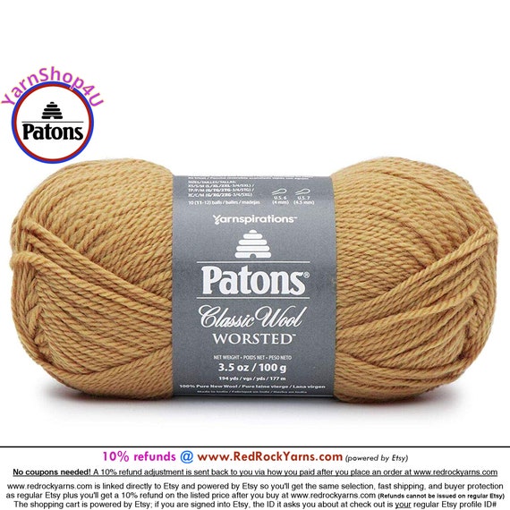 HONEY Patons Classic Wool Worsted Yarn Medium Weight 4. 100% Wool