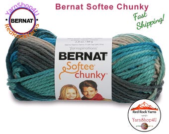 DEEP WATERS OMBRE Bernat Softee Chunky Super Bulky Yarn. 2.8oz | 74yds | 100% Acrylic Yarn. Item 16112929632