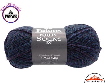 MIDNIGHT COLORS - Patons Kroy Socks FX Yarn is 1.75oz | 166yds Super Fine Weight (1) Sock Yarn. A Blend of 75/25% Wool/Nylon (50g | 152m)