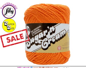 CLEARANCE SALE! Hot Orange - Super Size 4oz | 190yds. 100% Cotton yarn. Original Lily Sugar N Cream. Solid color (4 ounces | 190 yards)