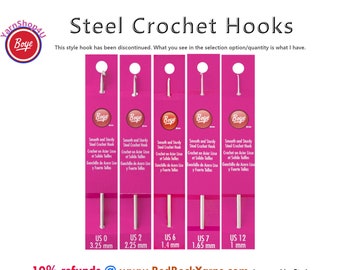 BOYE STEEL Crochet Thread Hook Size 00, 0, Size 1, Size 2, Size 3, Size 4, Size 5, Size 6, Size 7, Size 8, Size 9, Size 10, Size 11, Size 12