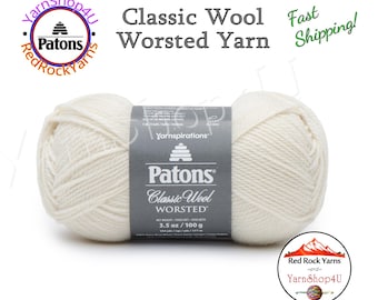 WINTER WHITE - Patons Classic Wool Worsted Yarn Medium Weight (4). 100% wool yarn. 3.5oz | 194 yards (100g | 177m)