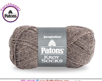 FLAX - Patons Kroy Socks Yarn is 1.75oz | 166yds Super Fine Weight (1) Sock Yarn. A brown/gray heather color 75/25% Wool/Nylon (50g | 152m)