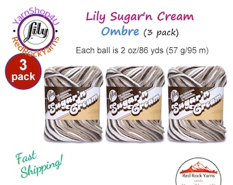 CHOCOLATE OMBRE 3 Pack! 2oz | 95yds. Lily Sugar N Cream The Original 100% Cotton Yarn. 2 ounces / 95 yards ea. 3 skeins Bulk Buy!