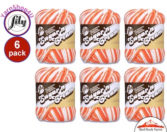 POPPY 6 Pack! 2oz | 95yds each. Lily Sugar N Cream The Original 100% Cotton Yarn. 2 ounces / 95 yards ea. 6 skein bag = Bulk Buy!
