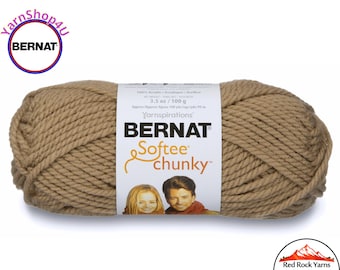 SOFT TAUPE Bernat Softee Chunky Yarn Super Bulky Yarn. 3.5oz | 108yds | 100% Acrylic Yarn. Item 16112828011