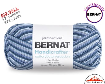 BLUE CAMO - 12oz | 573 yard! Bernat Handicrafter Big Ball 100% Cotton Yarn. Item 16203433136