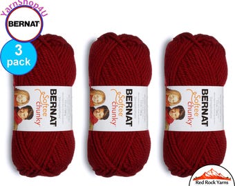WINE 3 pack! Bernat Softee Chunky Yarn Super Bulky Yarn. 3.5oz | 108yds | 100% Acrylic Yarn. 3 skeins per pack = Bulk Buy!