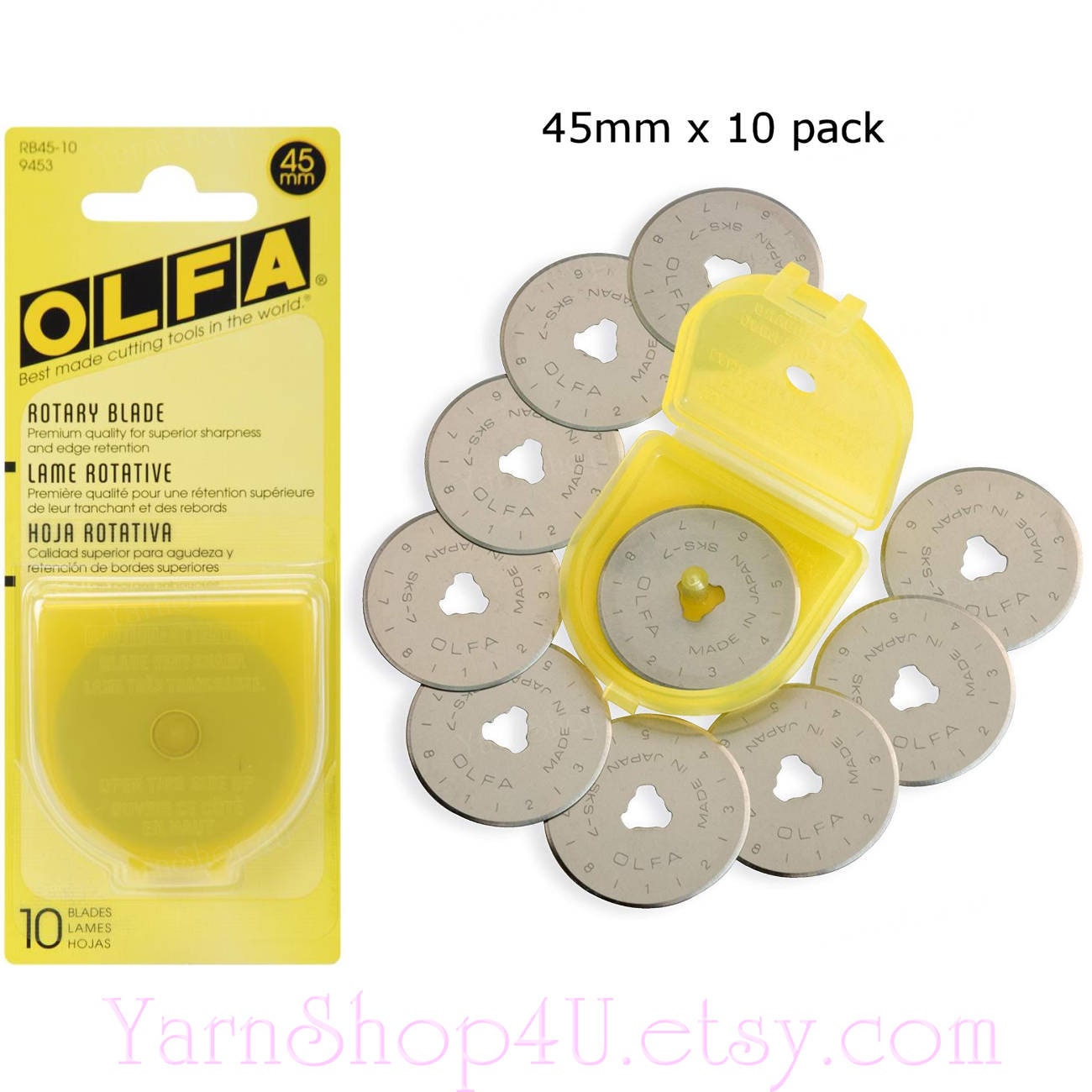 10 pack! OLFA® 45mm Rotary Blades. 10 Blades. Olfa® Brand Rotary Cutting Blade. Tungsten Steel