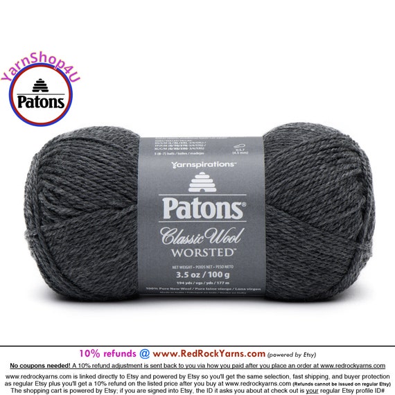 DARK GRAY MIX Patons Classic Wool Worsted Yarn Medium Weight 4. 100% Wool  Yarn. 3.5oz 194 Yards 100g 177m 