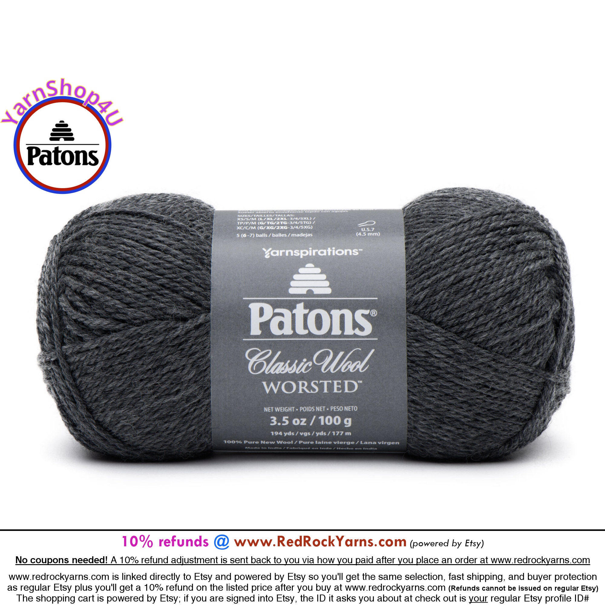 Medium Gauge Worsted Weight Cotton Yarn - 100 Grams Per Skein - Black - 1  Skein