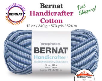 BLUE CAMO - 12oz | 573 yard! Bernat Handicrafter Big Ball 100% Cotton Yarn. Item 16203433136