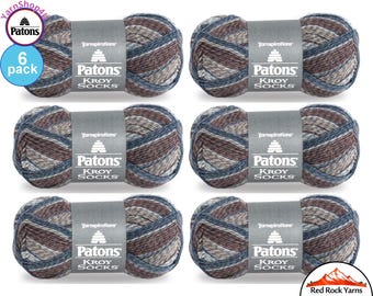 BLUE BROWN MARL 6 pack! Patons Kroy Socks Yarn is 1.75oz | 166yds Super Fine Weight (1) Sock Yarn. A Blend of 75/25% Wool/Nylon (50g | 152m)