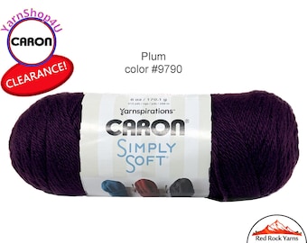 Clearance Sale! PLUM - Caron Simply Soft 6oz / 315yds (170g / 288m). 100% Acrylic yarn. Item H970039790