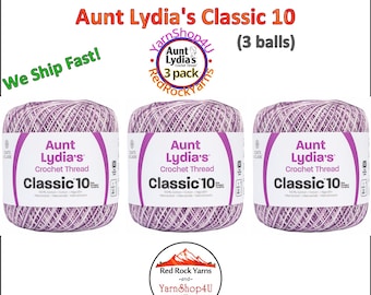 SHADED PURPLES 3 pack! Aunt Lydia's Classic 10 Crochet Thread. 300yds. Item #154-0026