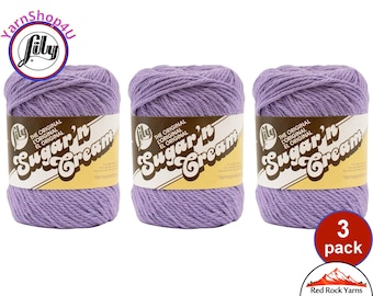 HOT PURPLE 3 Pack! 2.5oz | 120yd The Original Lily Sugar N Cream 100% Cotton Yarn. 3 Skeins Bulk Buy!