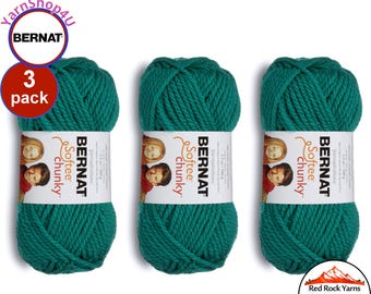EMERALD 3 pack! Bernat Softee Chunky Yarn Super Bulky Yarn. 3.5oz | 108yds | 100% Acrylic Yarn. 3 skeins per pack = Bulk Buy!