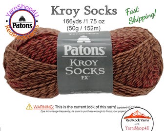 COPPER COLORS - Patons Kroy Socks FX Yarn is 1.75oz | 166yds Super Fine Weight (1) Sock Yarn. A Blend of 75/25% Wool/Nylon (50g | 152m)