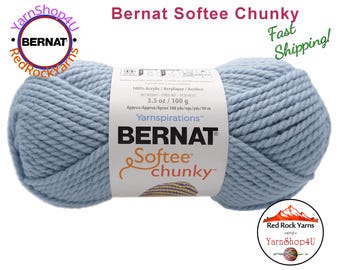 GRAY BLUE Bernat Softee Chunky Yarn Super Bulky Yarn. 3.5oz | 108yds | 100% Acrylic Yarn. Item 16112828802