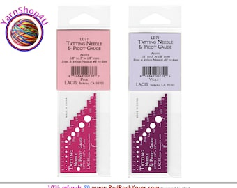 Tatting Needle & Picot Gauge. Available in Pink and Violet. LACIS LD71