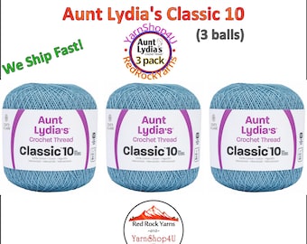 MEDIUM BLUE 3 pack! Aunt Lydia's Classic 10 Crochet Thread. 350yds. Item #154-4370