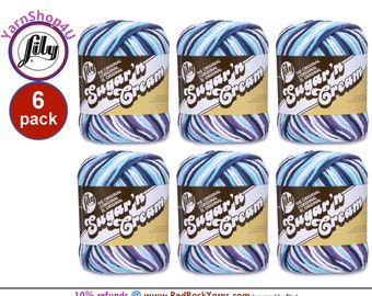 MOONDANCE 6 pack! 2oz | 95ydsLily Cotton Ombre Yarn. The Original Sugar N Cream Yarn. 100% Cotton. 6 skein bag = Bulk Buy!