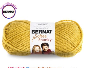 GLOWING GOLD Bernat Softee Chunky Yarn Super Bulky Yarn. 3.5oz | 108yds | 100% Acrylic Yarn. Item 16112828607