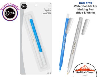 Dritz Mark-B-Gone Combo Pack 2/Pkg. Includes 1 Blue and 1 White Water Soluble Fabric Markers. Remove lines with a Damp Cloth. Dritz #710