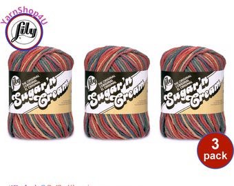 PAINTED DESERT 3 Pack 2oz | 95yds each. Lily Sugar N Cream The Original 100% Cotton Yarn. 3 skeins Bulk Buy!