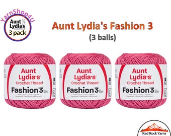 WARM ROSE Fashion 3 Size Aunt Lydia Crochet Thread. One 3 Pack of Aunt Lydia's Fashion 3 Crochet Thread. 3 balls/150yds each. Item #182.0775