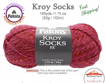 GERANIUM COLORS - Patons Kroy Socks Fx Yarn is 1.75oz | 166yds Super Fine Weight (1) Sock Yarn. A Blend of 75/25% Wool/Nylon (50g | 152m)