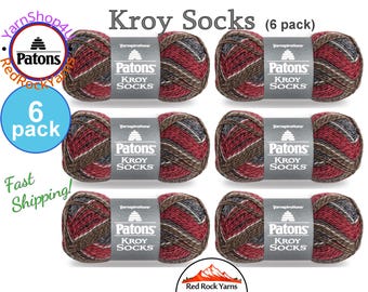 GRAY BROWN MARL 6 Pack! Patons Kroy Socks Yarn is 1.75oz | 166yds Super Fine Weight (1) Sock Yarn. A Blend of 75/25% Wool/Nylon (50g | 152m)