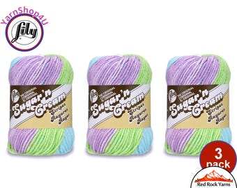 VIOLET STRIPES 3 Pack! 2oz/95yds each. Lily Sugar N Cream Stripes. Original 100% Cotton Yarn. 2 ounces / 95 yards. Self Striping. Bulk Buy!
