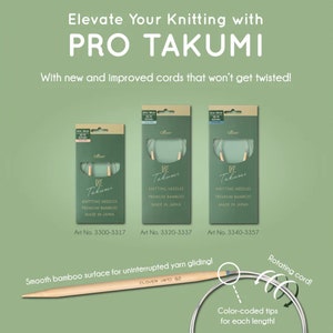 Clover PRO 32 inch Takumi Bamboo Circular Knitting Needles. 32 80cm Bamboo Knitting Needles. Also sold in 16 and 24 cords image 3