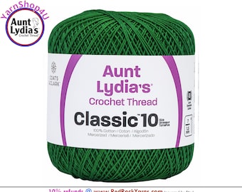 MYRTLE GREEN - Aunt Lydia's Classic 10 Crochet Thread. 350yds. Item #154-0484
