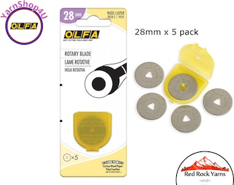 5 pack! 28mm OLFA® Rotary Blades. 5 Blades/pkg. Tungsten Steel Olfa® Rotary Cutting Blade. Premium quality, sharpness and edge. #RB28-5