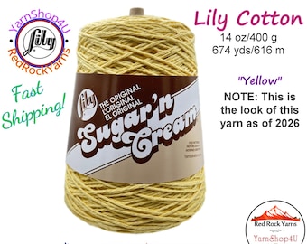YELLOW - 14oz | 674 yards Cone. Lily Sugar N Cream Cotton yarn. 100% cotton. Item# 10300202010