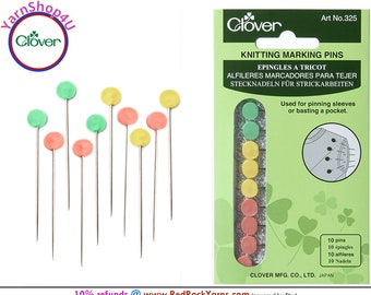 Knitting Marking Pins. 10 pins per package. For pinning sleeves or basting a pocket. Clover #325