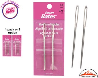 Susan Bates Steel Yarn Needles (Get 1 pack or 2!) Size #13, 2 3/4" long. (2pcs/Pack) Metal Tapestry Needle. Large Eye Blunt Needles. #14080