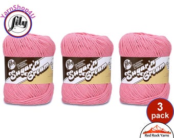 ROSE PINK 3 Pack! 2.5oz | 120yd The Original Lily Sugar N Cream 100% Cotton Yarn. 3 Skeins Bulk Buy!