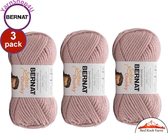 GRAY ROSE 3 pack! Bernat Softee Chunky Yarn Super Bulky Yarn. 3.5oz | 108yds | 100% Acrylic Yarn. 3 skeins per pack = Bulk Buy!