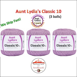 WOOD VIOLET - 3 Pack! Aunt Lydia's Classic 10 Crochet Thread. 350yds. Item #154-0495