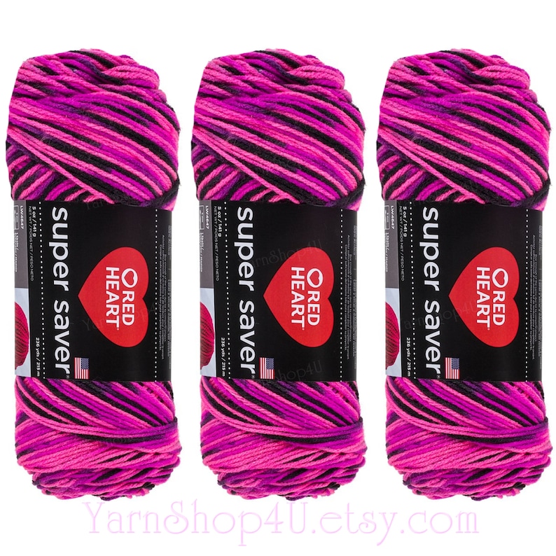 /"Red Heart Super Saver Yarn-Panther Pink Set Of 3/"