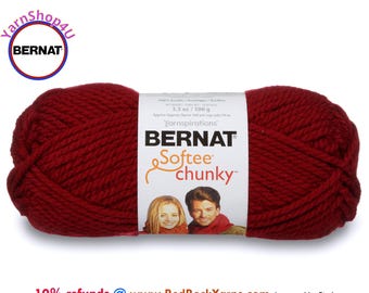 WINE Bernat Softee Chunky Yarn Super Bulky Yarn. 3.5oz | 108yds | 100% Acrylic Yarn. Item 16112828532