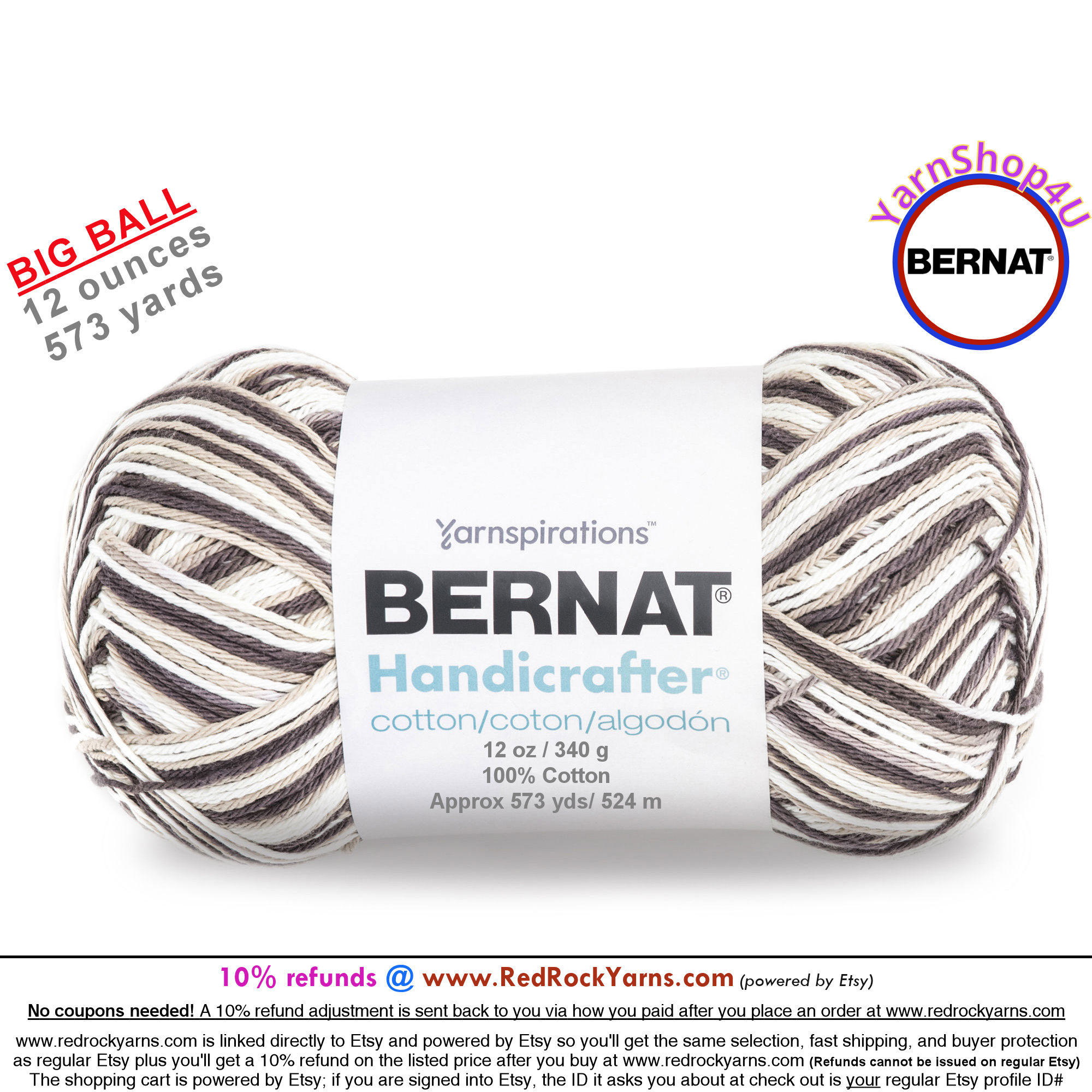 Bernat Handicrafter Stripey Yarn - Clearance Shades