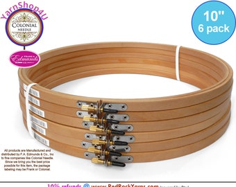 10" Pack of 6 Embroidery hoops. Frank A Edmunds / Colonial Needle Quality Hoops hard wood w/ Smooth rounded edges and screw caps. CNEH-10