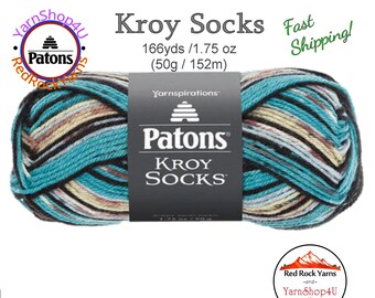 TURQUOISE JACQUARD - Patons Kroy Socks Yarn is 1.75oz | 166yds Super Fine Weight (1) Sock Yarn. A Blend of 75/25% Wool/Nylon (50g | 152m)